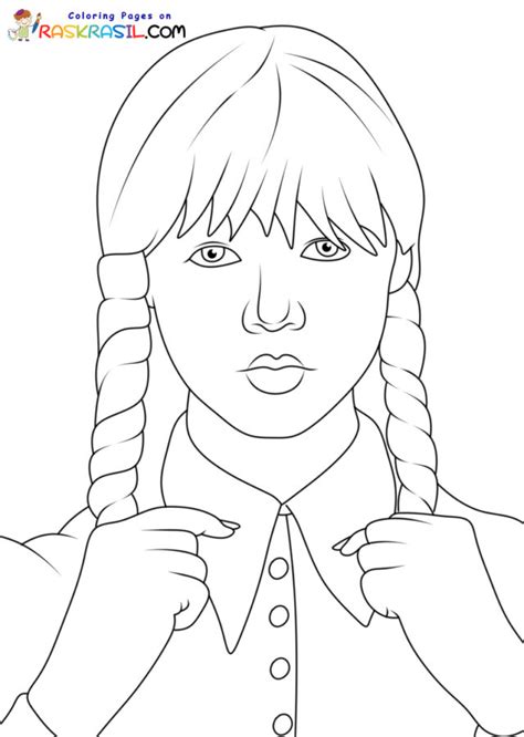 ausmalbild wednesday addams|Wednesday Coloring Pages (Free PDF Printables)